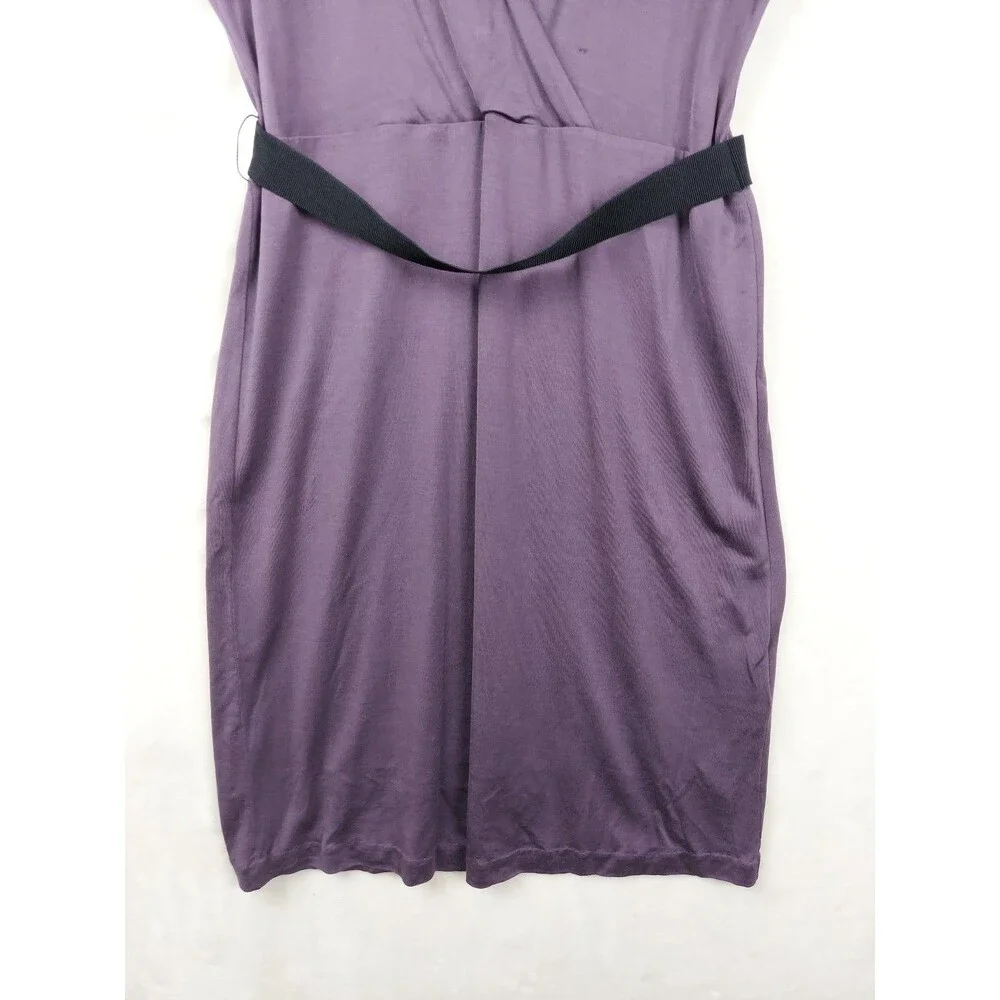 Tory Burch Dress Womens Small Garnet 100% Silk V-Neck Stretch Belted Office Work